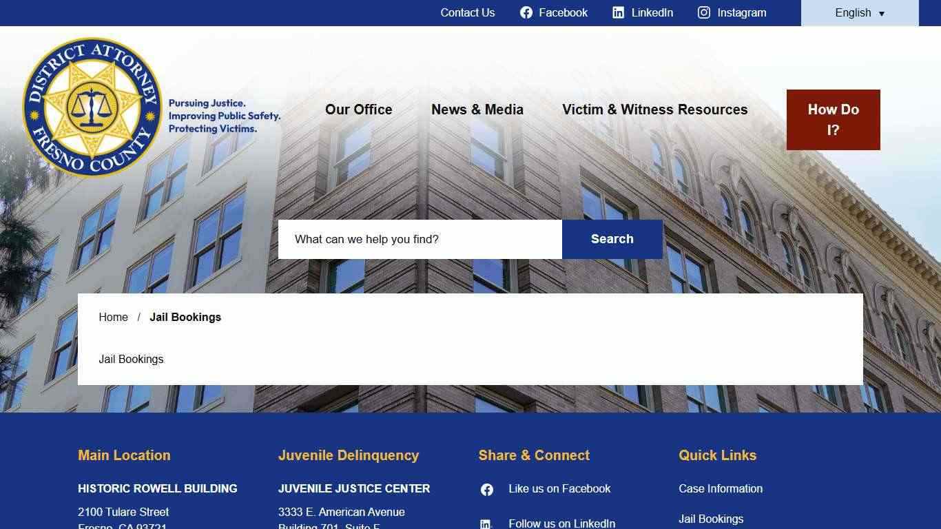 Jail Bookings - County of Fresno District Attorney